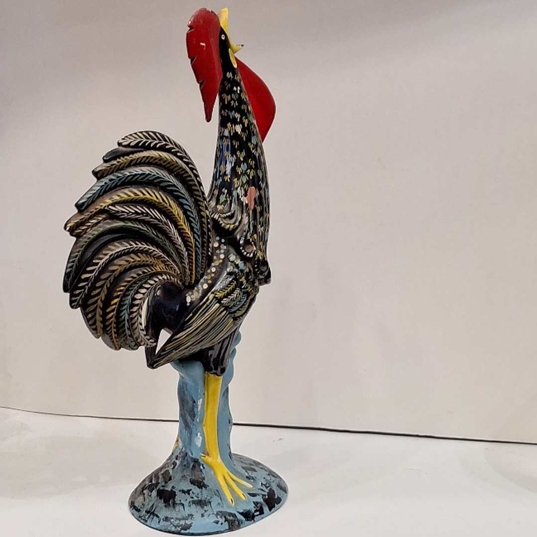 Galo em cerâmica policromada  4