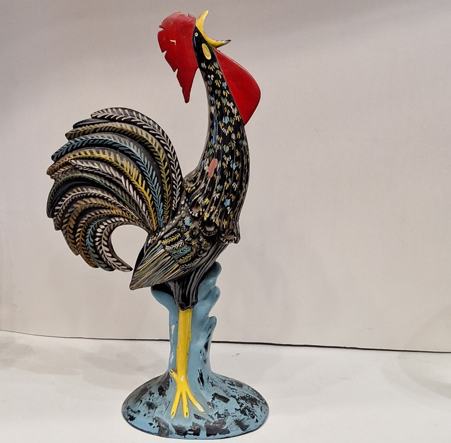 Galo em cerâmica policromada  6
