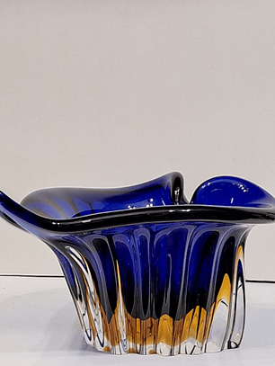 Vaso em cristal Checoslovaco azul Royal 