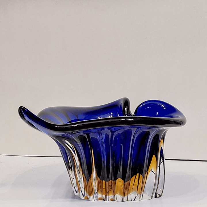 Vaso em cristal Checoslovaco azul Royal  1