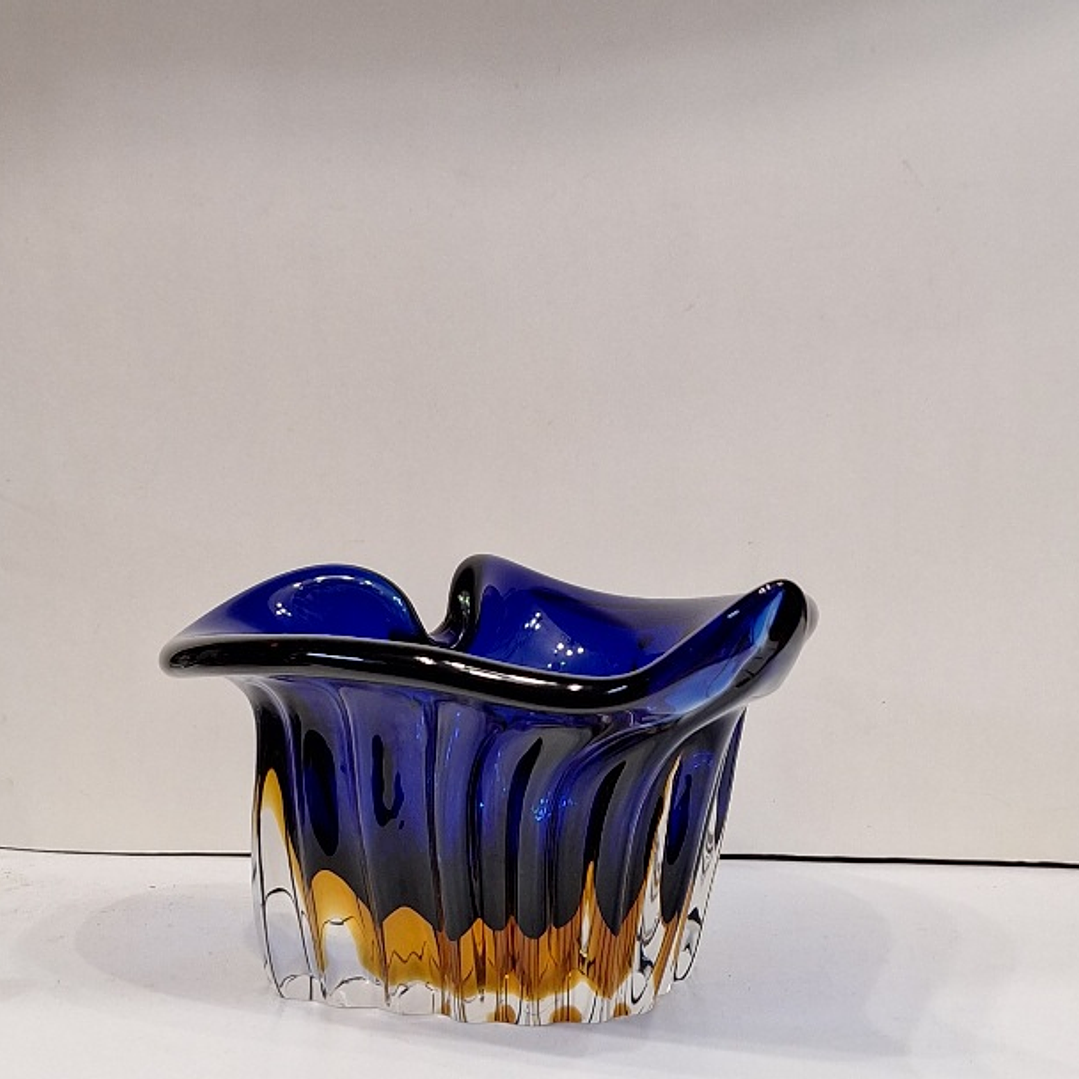 Vaso em cristal Checoslovaco azul Royal  4