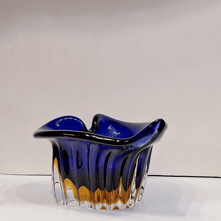 Vaso em cristal Checoslovaco azul Royal  4