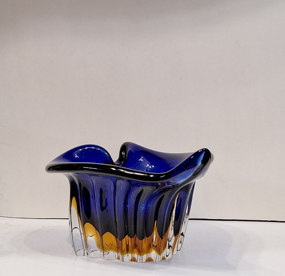 Vaso em cristal Checoslovaco azul Royal  4