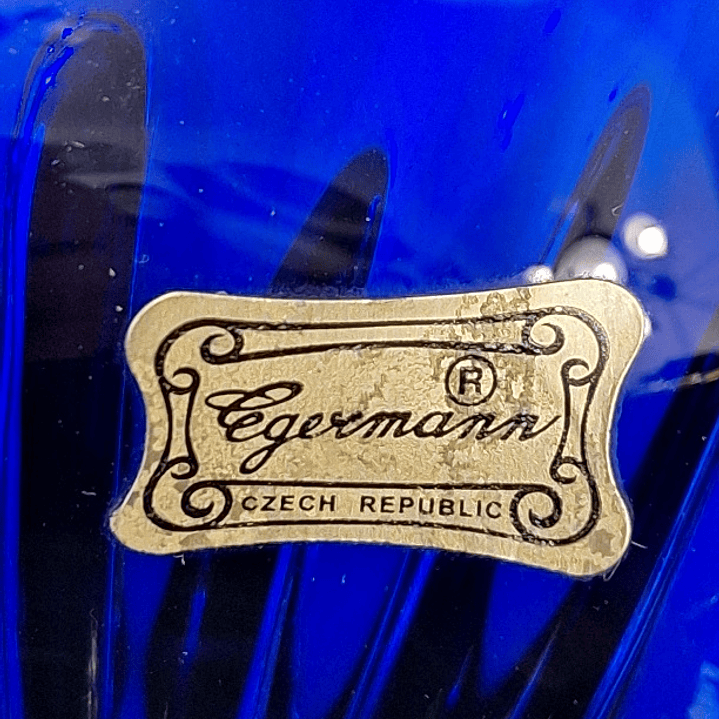 Vaso em cristal Checoslovaco azul Royal  5