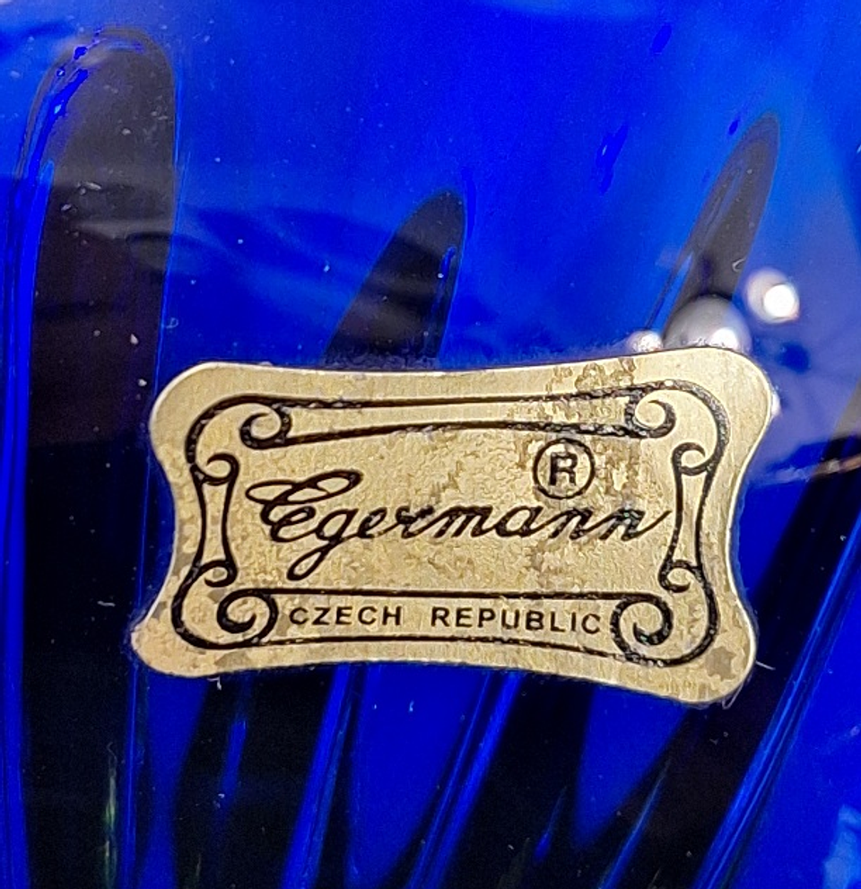 Vaso em cristal Checoslovaco azul Royal  5