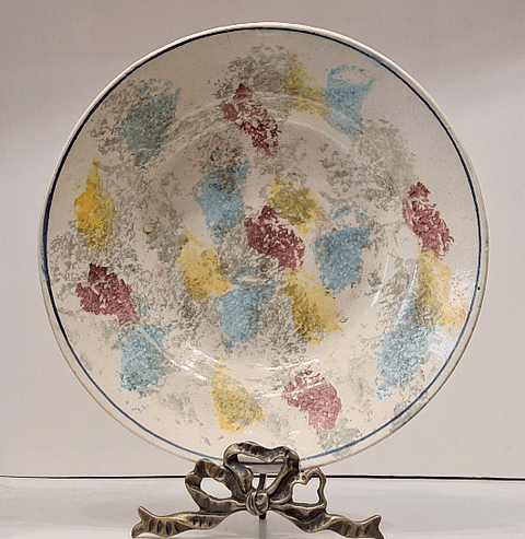 Prato de faiança, decorativo esponjado