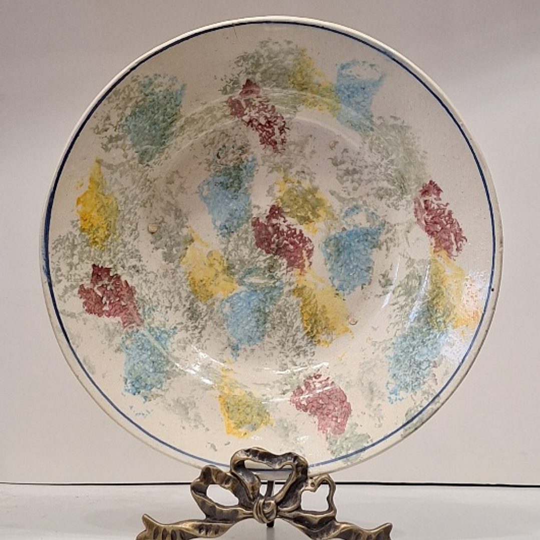 Prato de faiança, decorativo esponjado 1