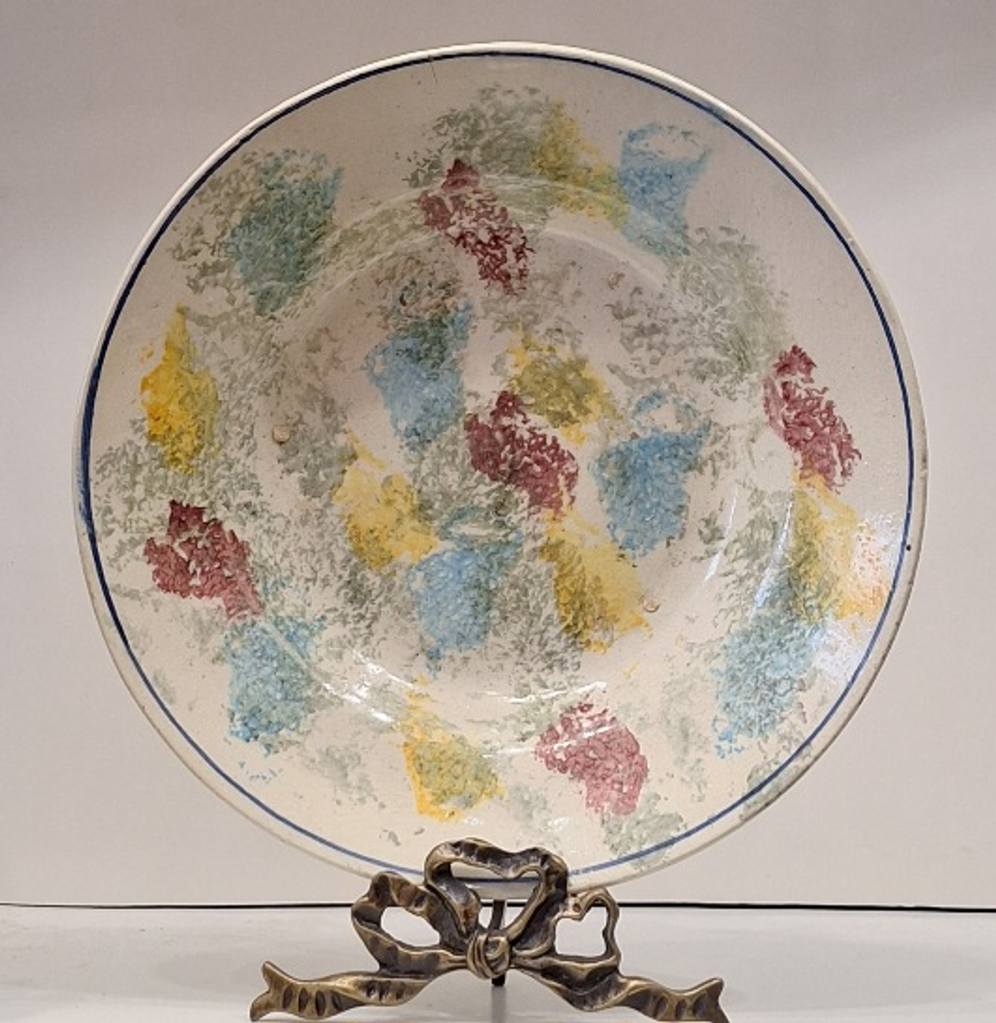 Prato de faiança, decorativo esponjado 1