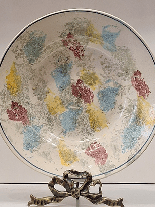 Prato de faiança, decorativo esponjado