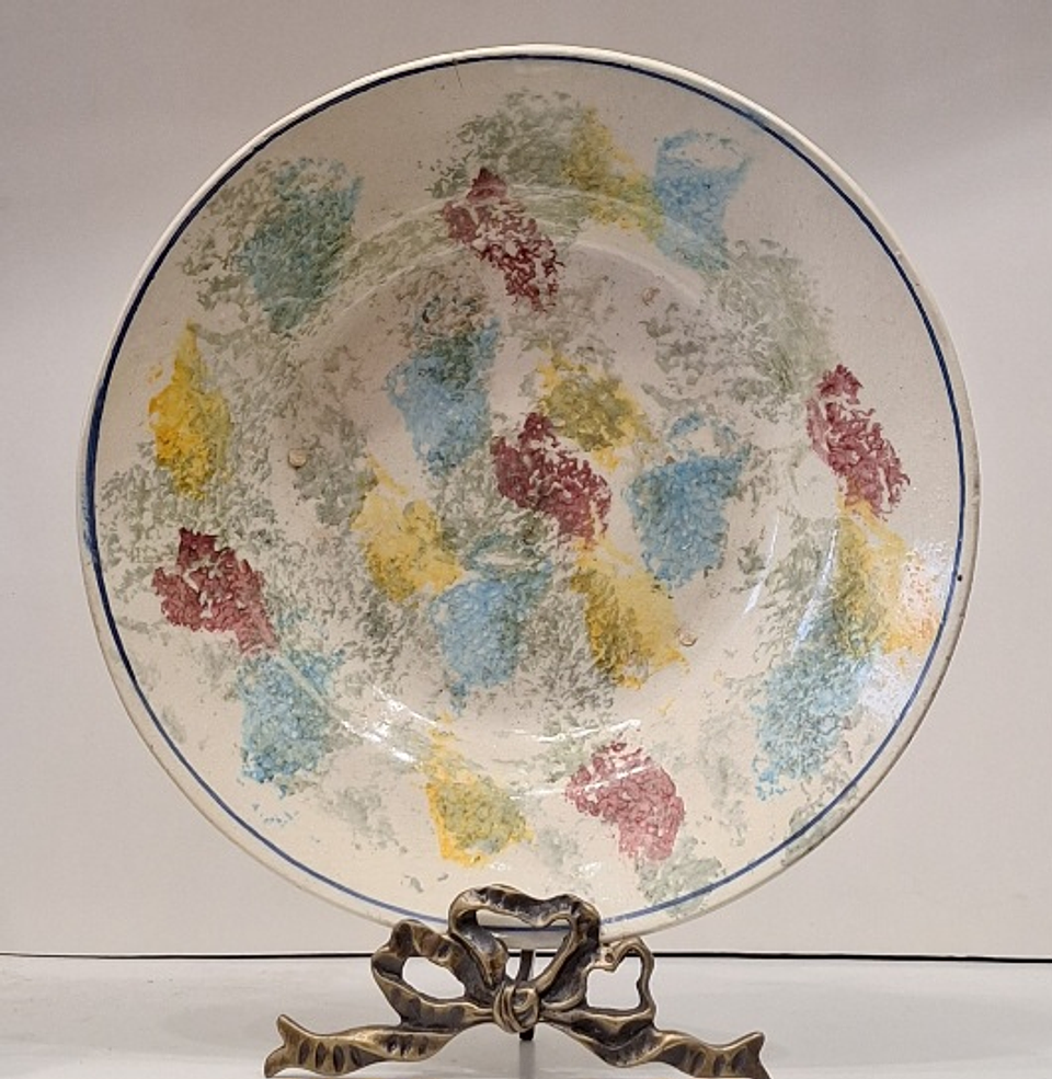 Prato de faiança, decorativo esponjado 1