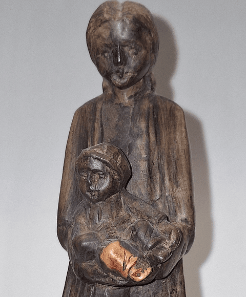 Escultura em madeira Madonna com menino