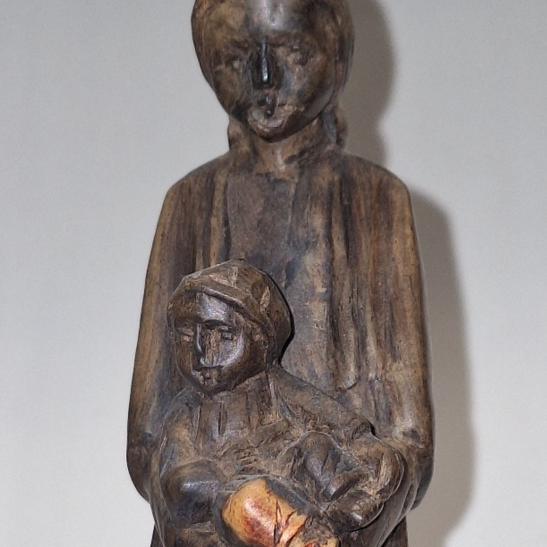 Escultura em madeira Madonna com menino 1