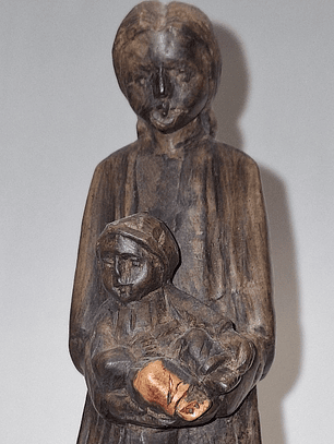 Escultura em madeira Madonna com menino