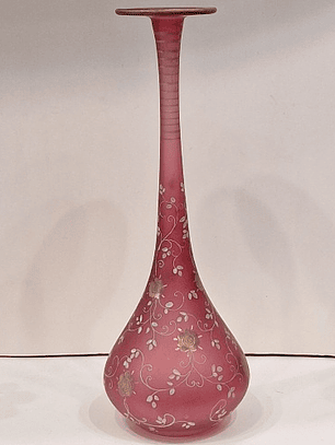 Vaso em vidro rosa, decoração floral 