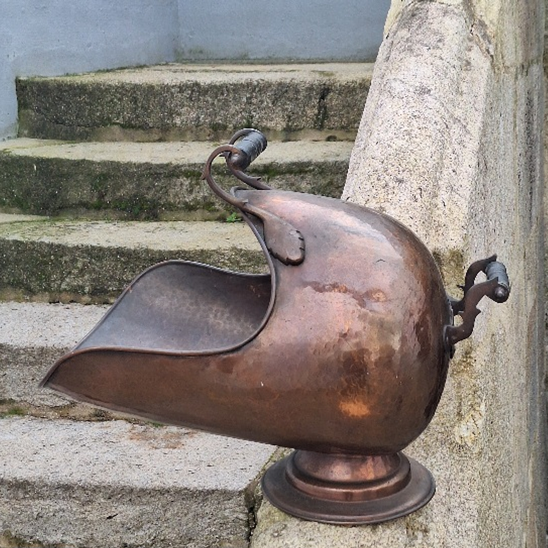 Balde de carvão / madeira em cobre 4