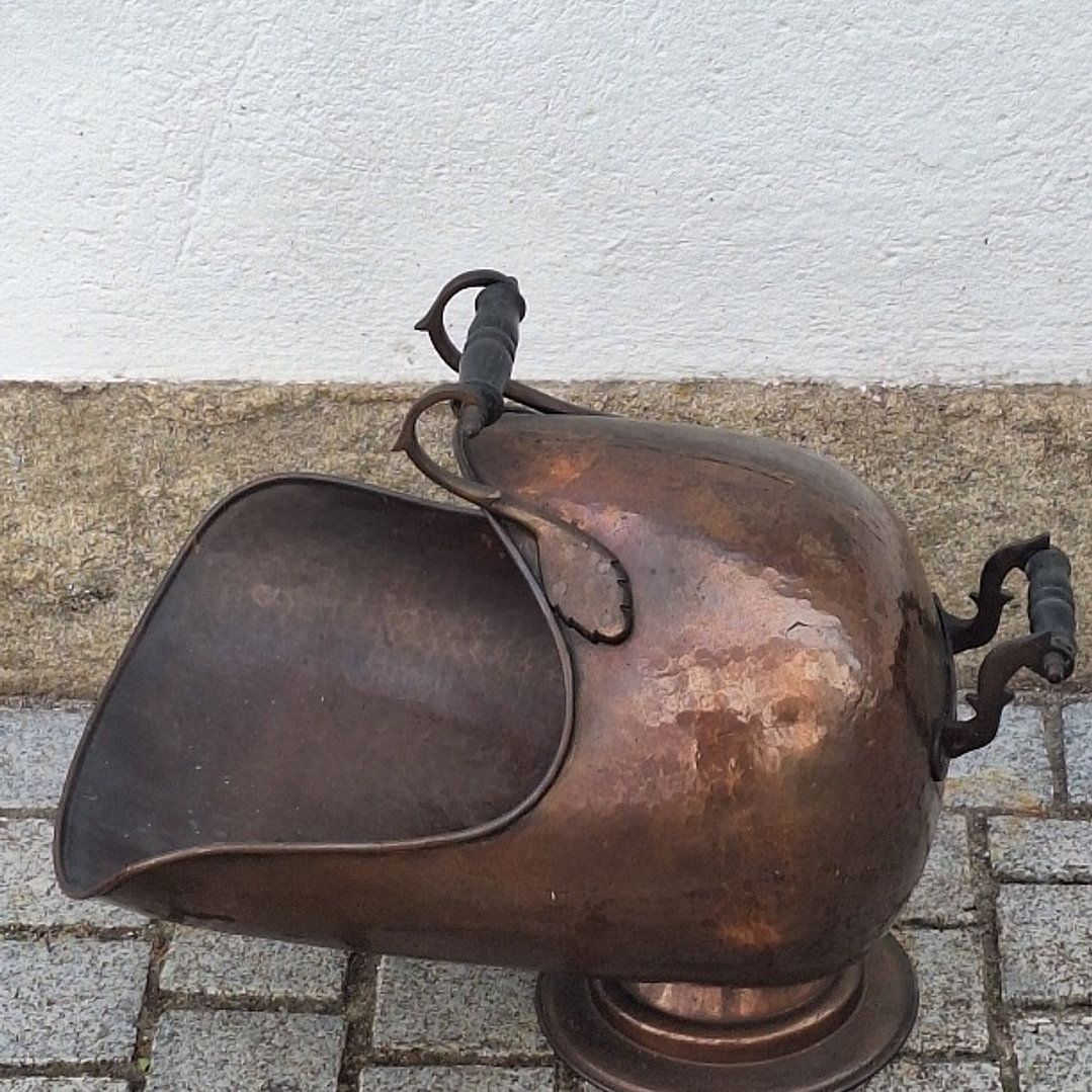 Balde de carvão / madeira em cobre 5