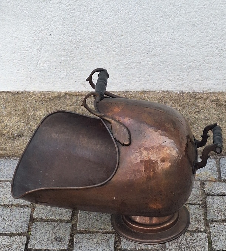 Balde de carvão / madeira em cobre 5