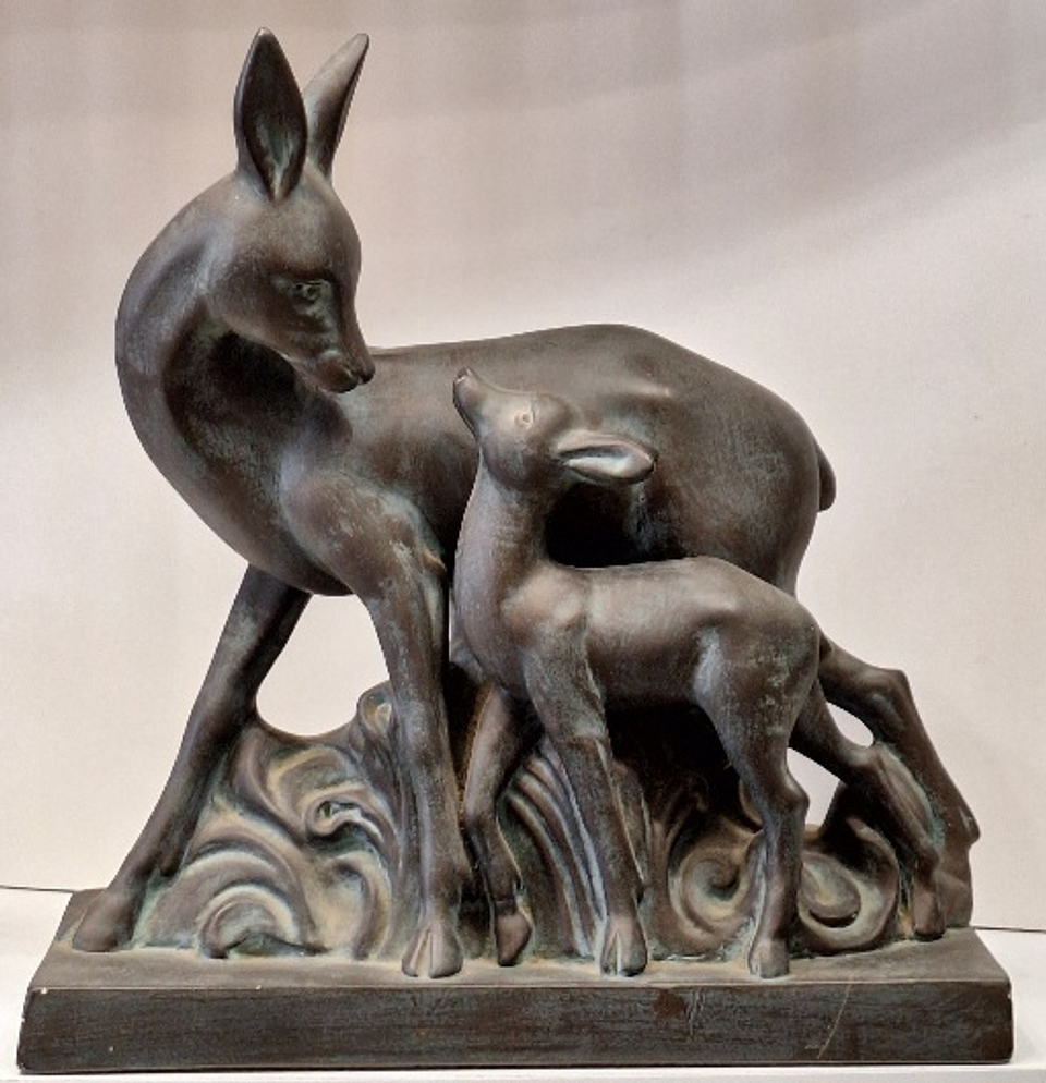 Arte Déco, Escultura de Corça com filhote  1