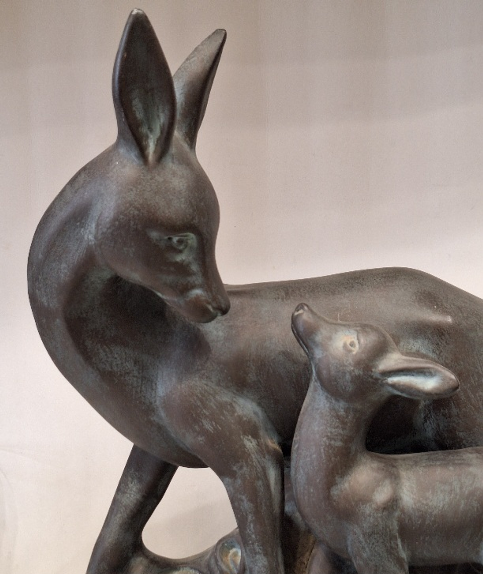Arte Déco, Escultura de Corça com filhote  2