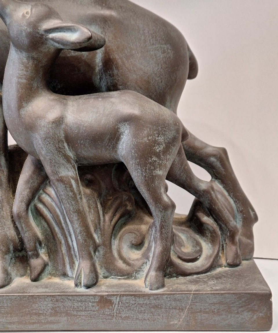 Arte Déco, Escultura de Corça com filhote  6