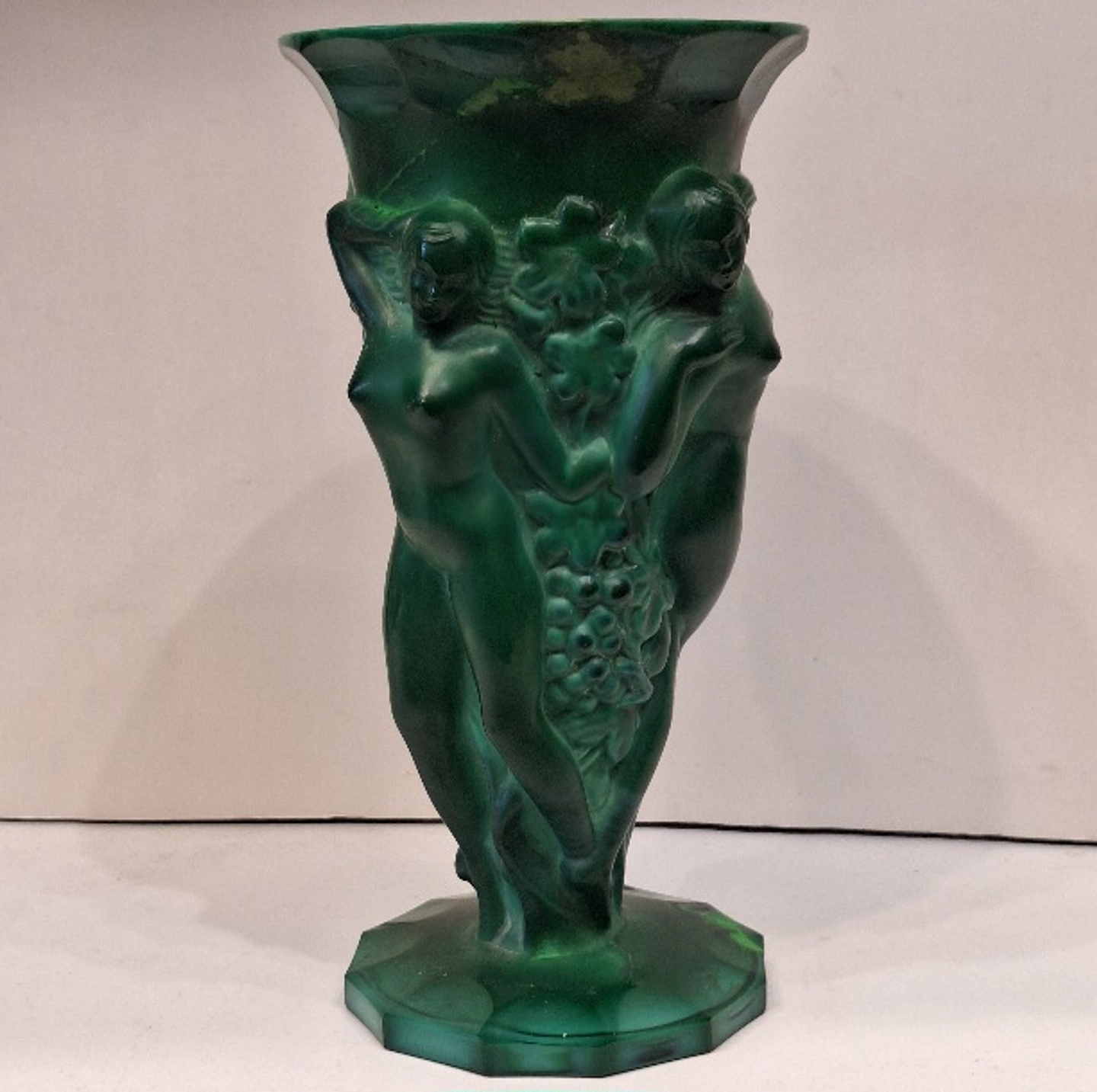 Vaso em cristal malaquita arte Déco  3