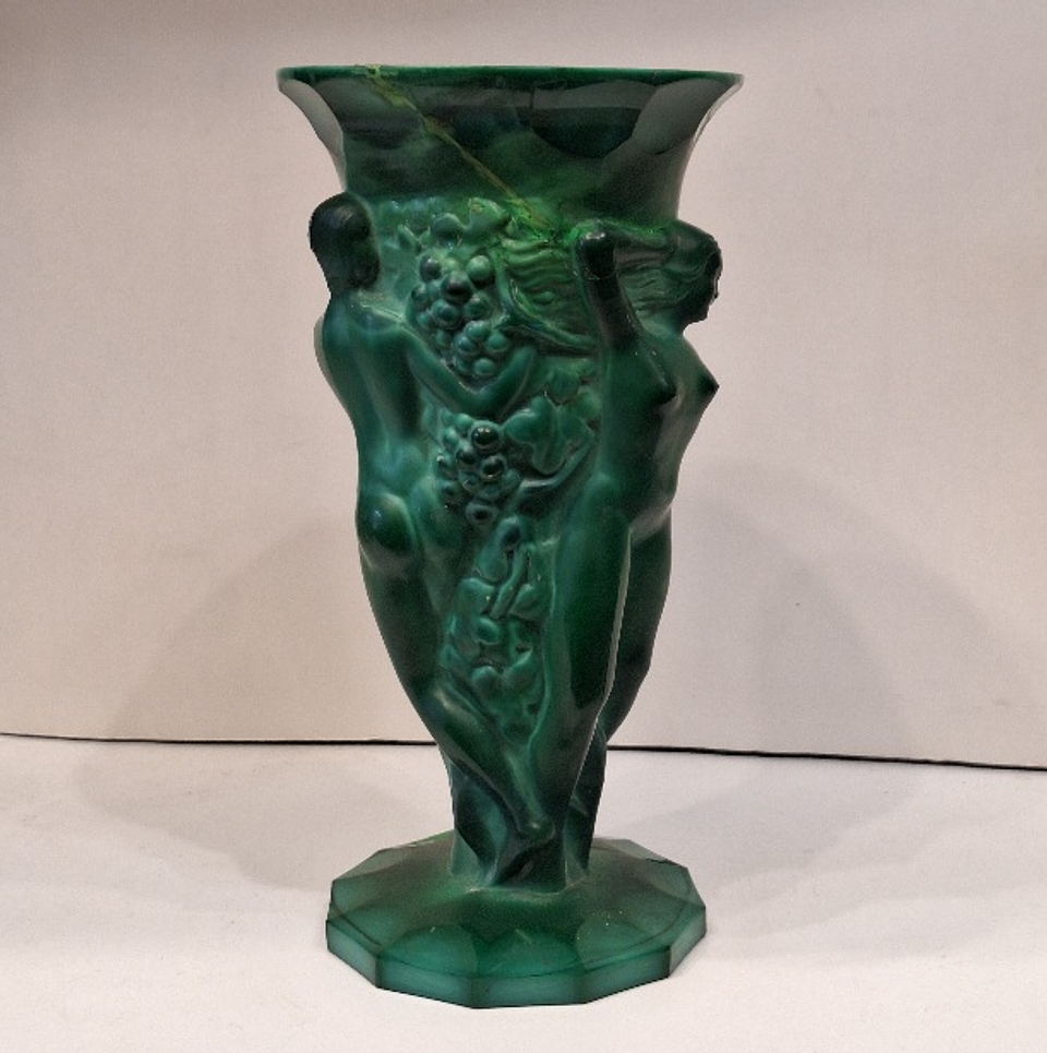 Vaso em cristal malaquita arte Déco  2