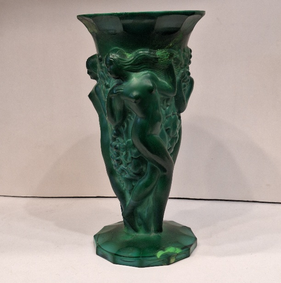 Vaso em cristal malaquita arte Déco  1