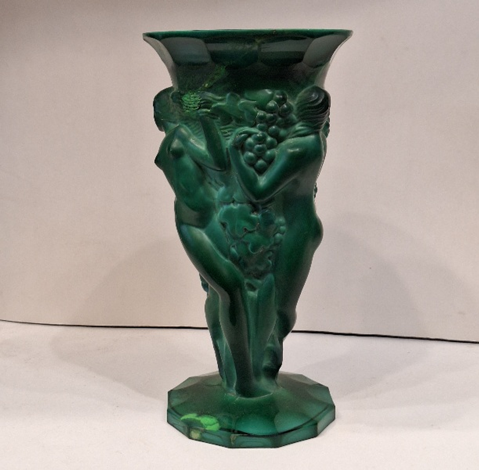 Vaso em cristal malaquita arte Déco  4