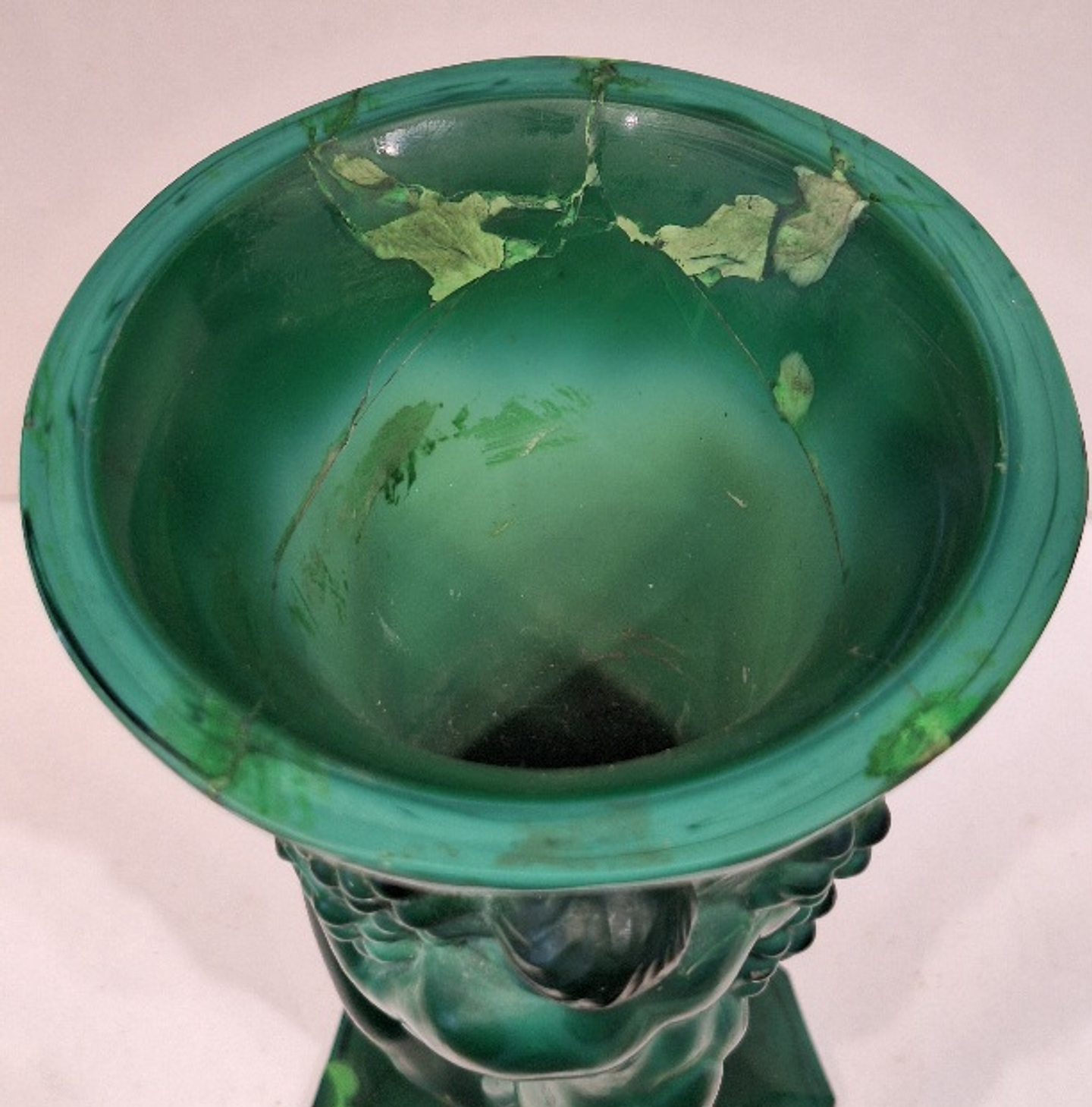 Vaso em cristal malaquita arte Déco  5