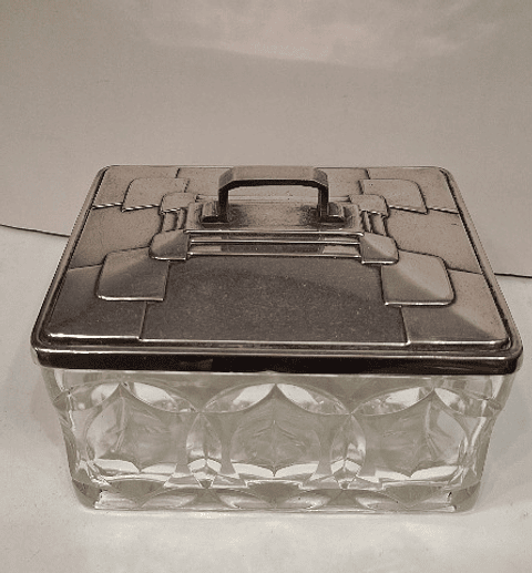 Caixa arte Déco, vidro e metal