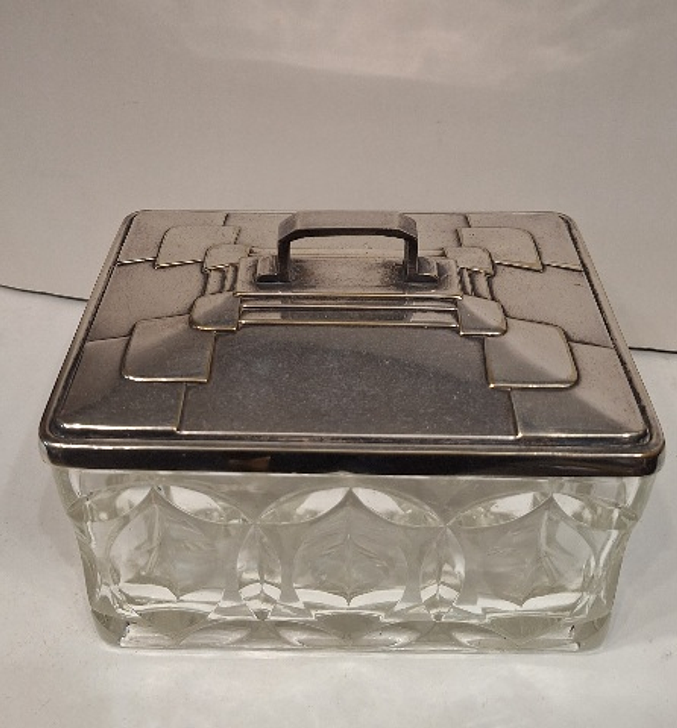 Caixa arte Déco, vidro e metal 1