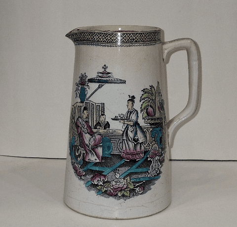 Jarra em faiança Inglesa T.G.B., chinoiserie 