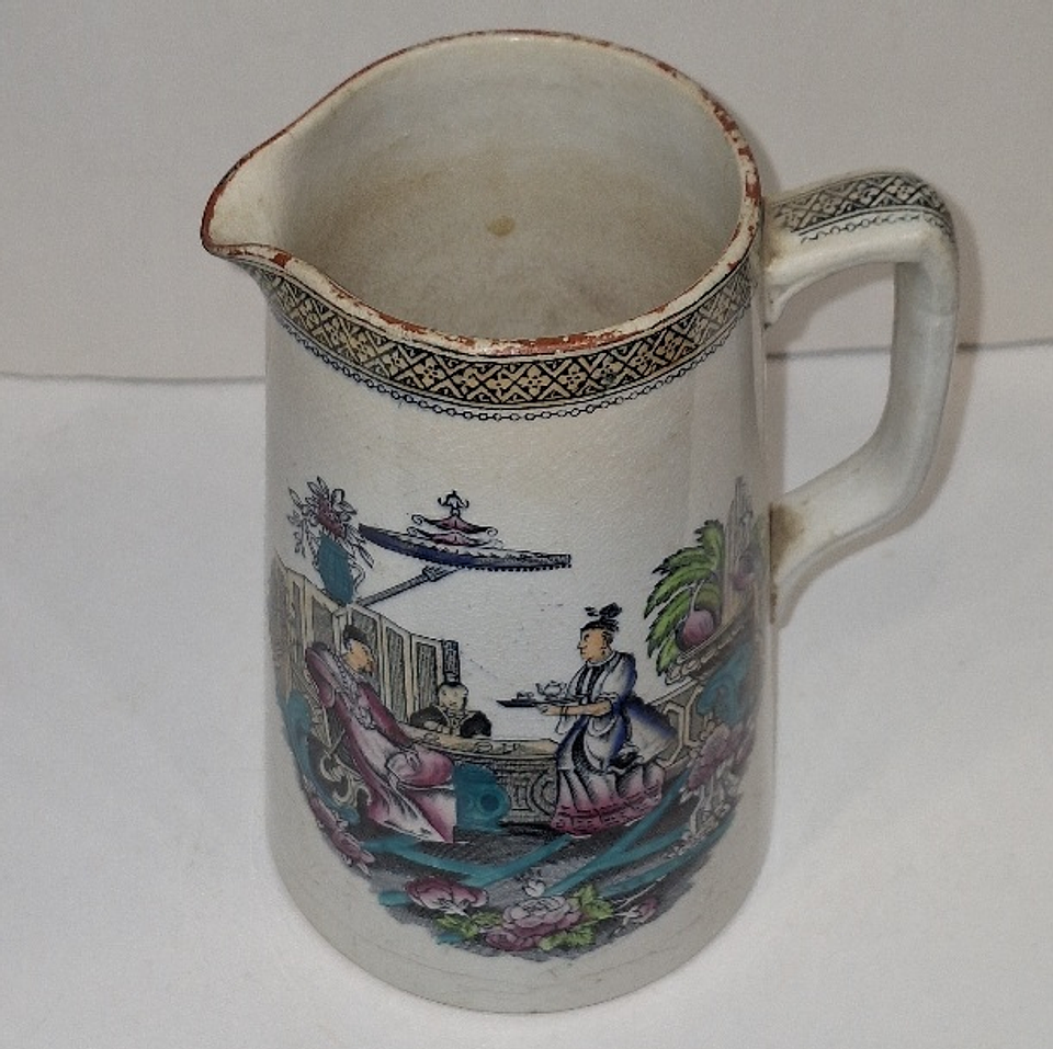 Jarra em faiança Inglesa T.G.B., chinoiserie  2
