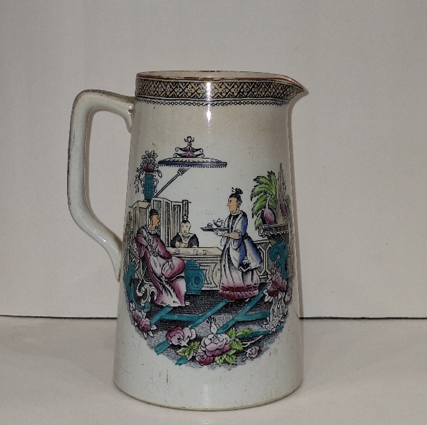 Jarra em faiança Inglesa T.G.B., chinoiserie  4