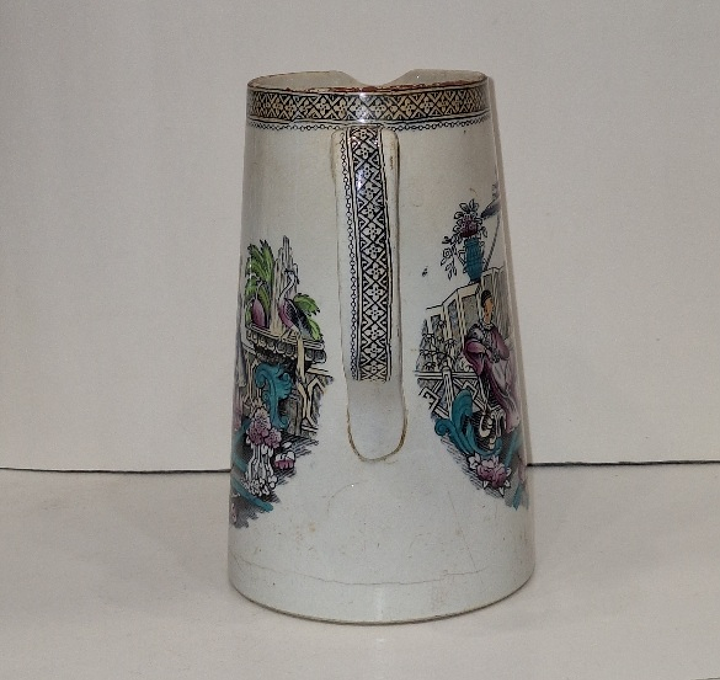 Jarra em faiança Inglesa T.G.B., chinoiserie  5