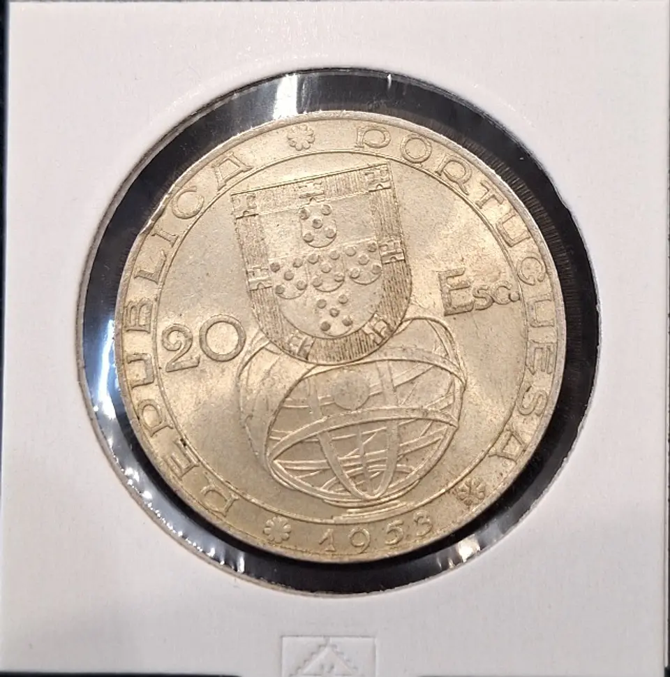 Moeda 20 escudos, 1953, Portugal  2