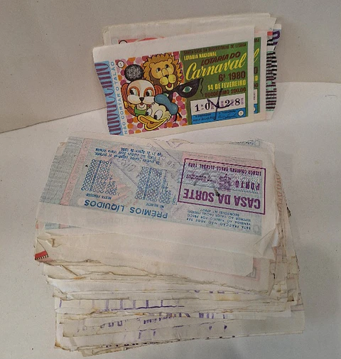 Cautelas, bilhetes da Loteria Nacional Portuguesa de 1975 a 1980