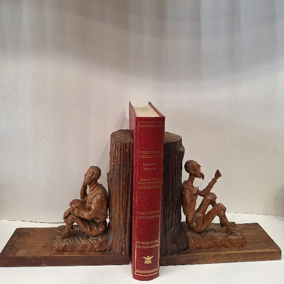 Suporte de livros, bookends, representando Dom Quixote e  Sancho Pança  1