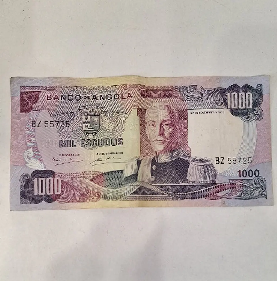 Nota, 1000 escudos, Marechal Carmona, Banco de Angola, 1972. 1