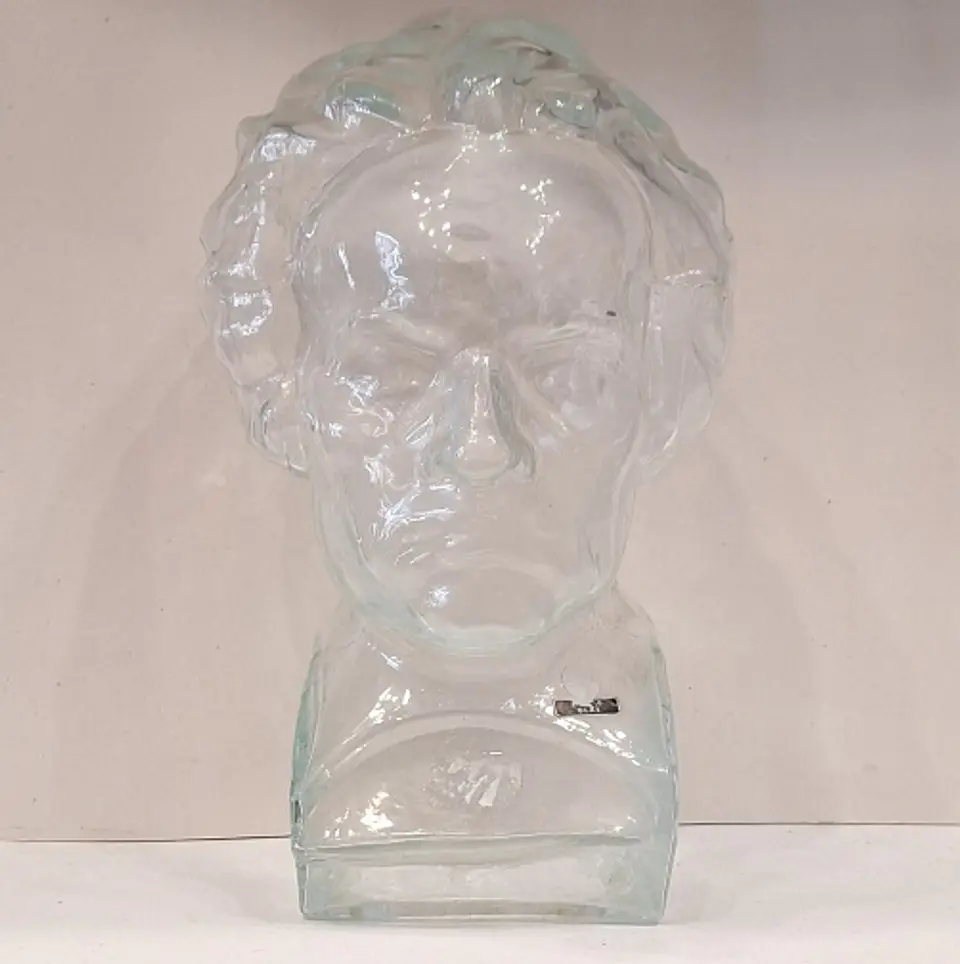 Busto de Beethoven em vidro INGRID alemão, peça de colecionador, arte em estilo meados do século XX. 1