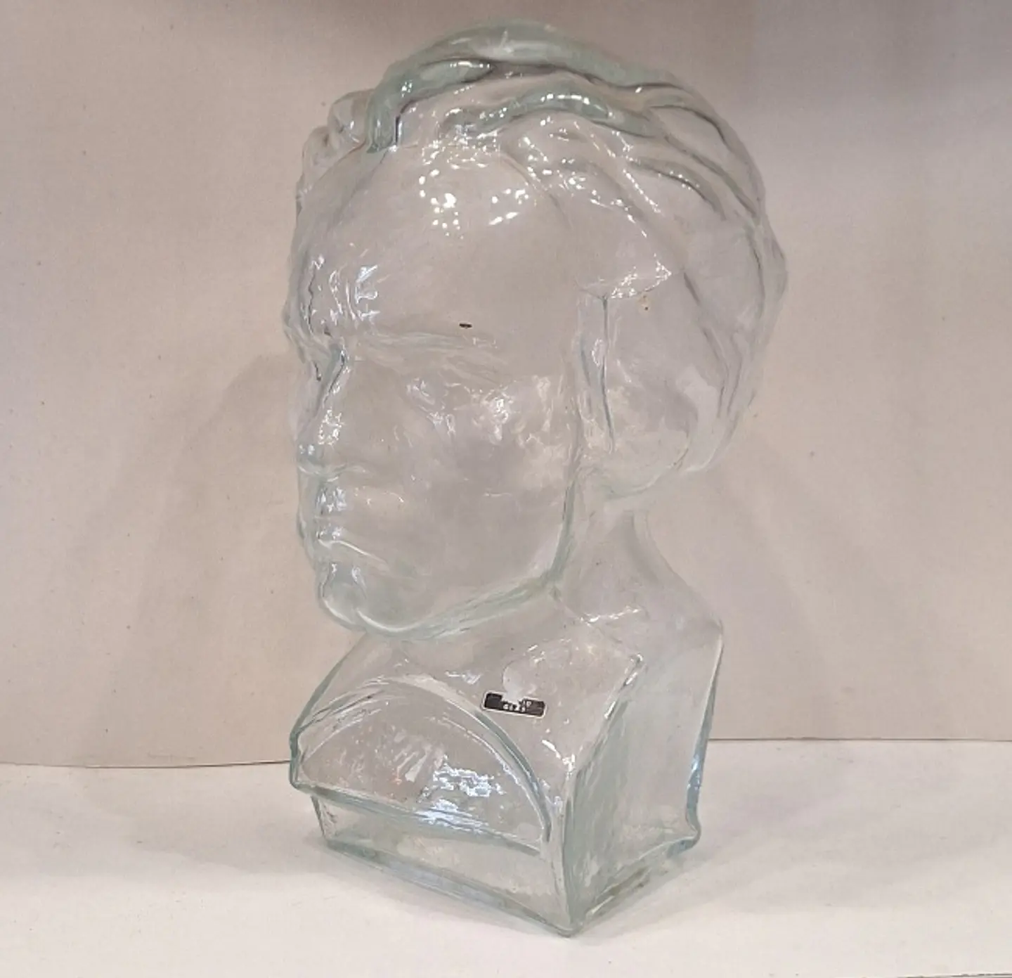 Busto de Beethoven em vidro INGRID alemão, peça de colecionador, arte em estilo meados do século XX. 2
