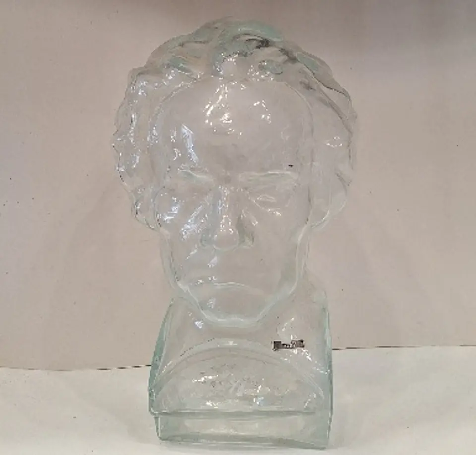 Busto de Beethoven em vidro INGRID alemão, peça de colecionador, arte em estilo meados do século XX. 5