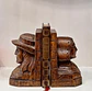 Suporte de livros, bookends, bustos de casal da Bretanha, escupidos em madeira.  - miniatura 1