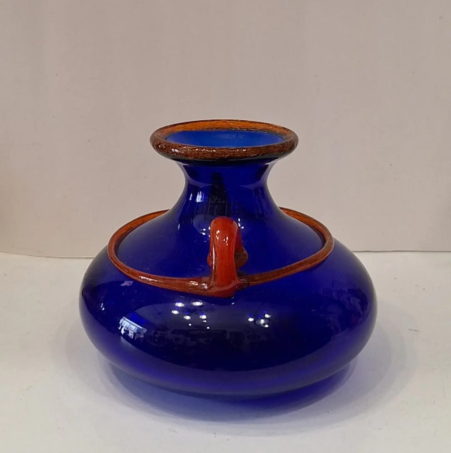 Vaso de Murano em azul cobalto e Âmbar.  2