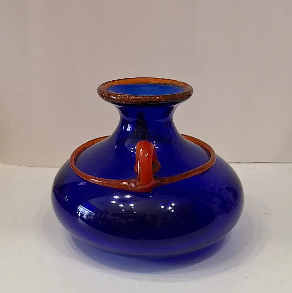 Vaso de Murano em azul cobalto e Âmbar.  2