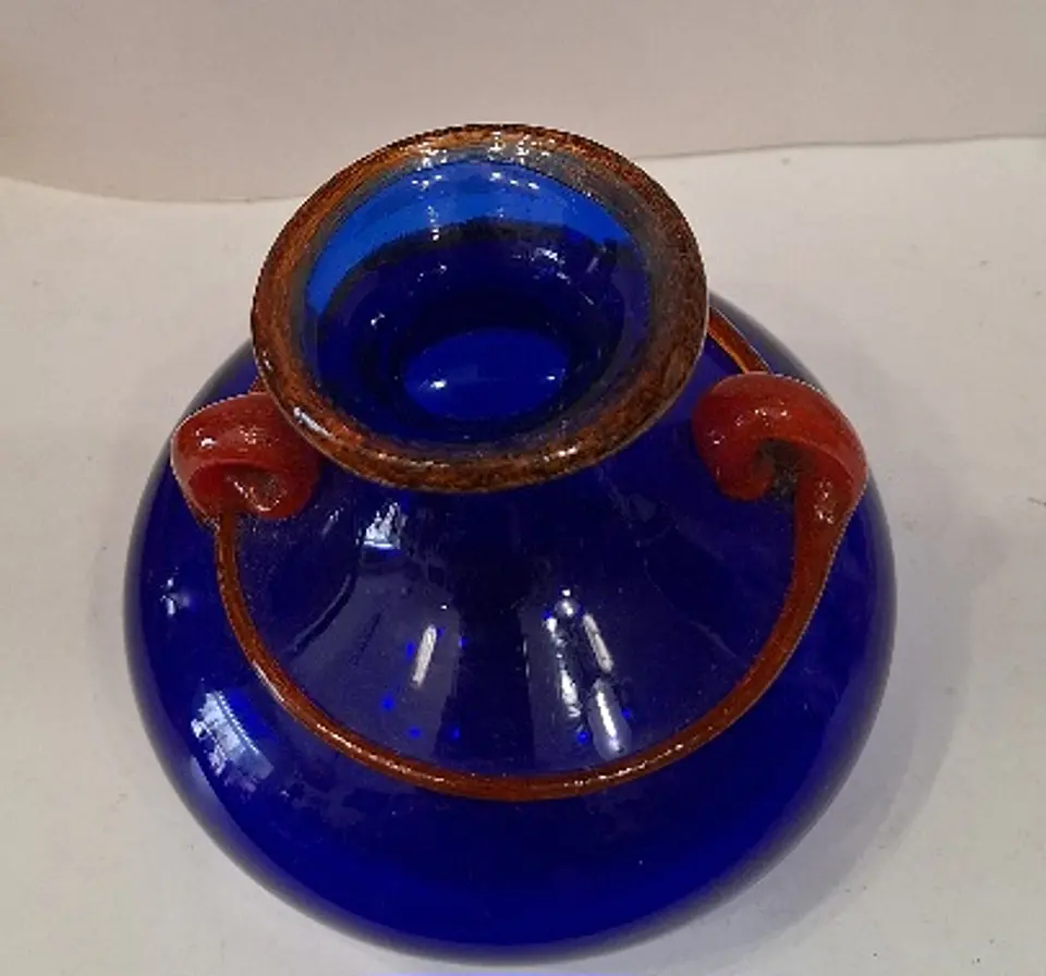 Vaso de Murano em azul cobalto e Âmbar.  3