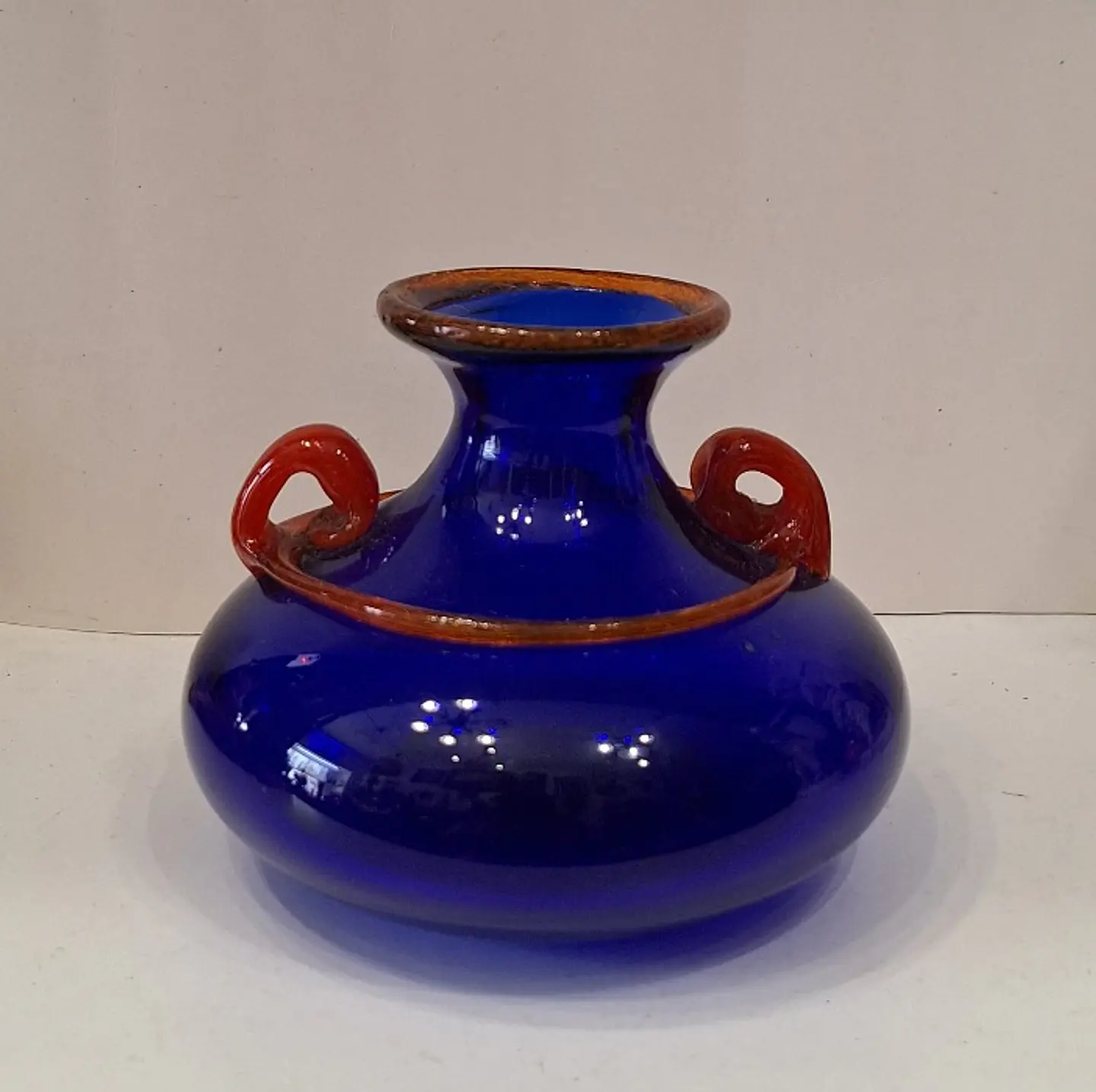 Vaso de Murano em azul cobalto e Âmbar.  4