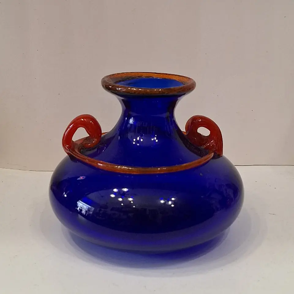 Vaso de Murano em azul cobalto e Âmbar.  4