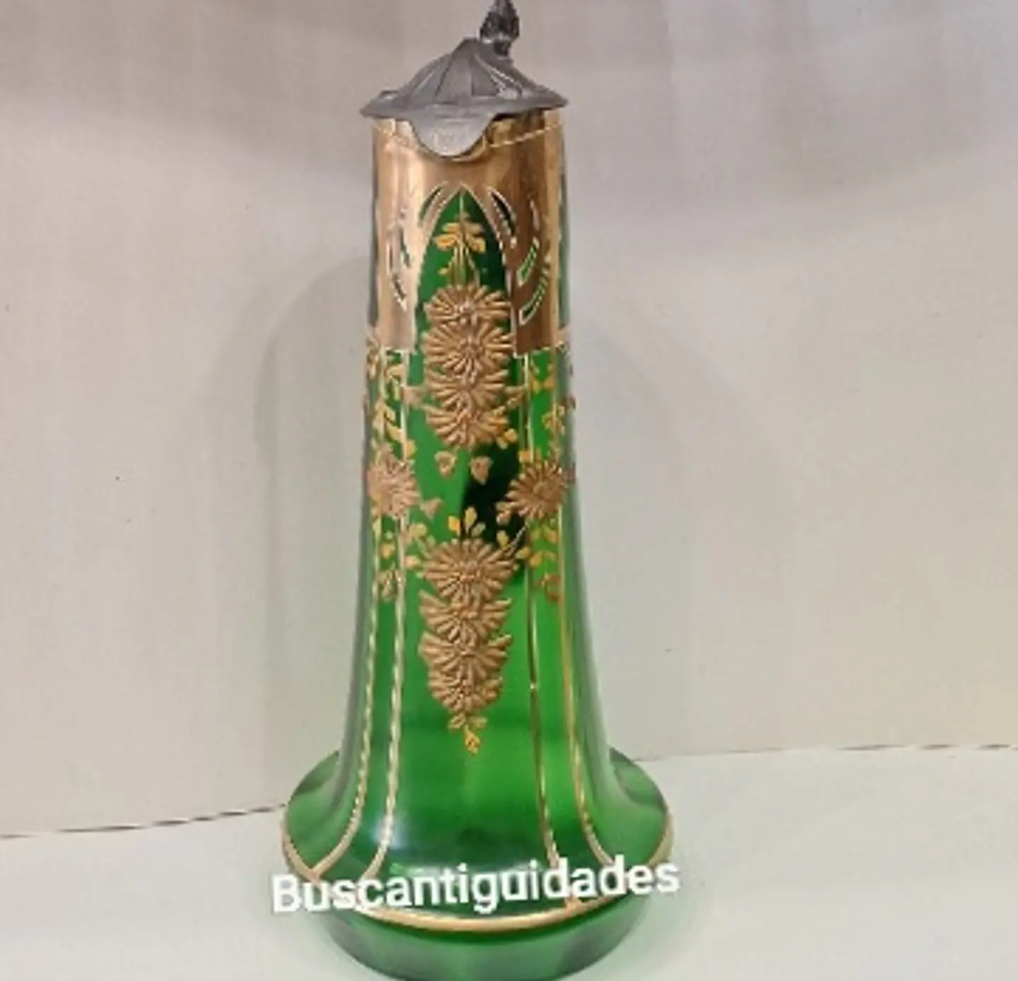 Jarra art nouveau para água em vidro soprado  1