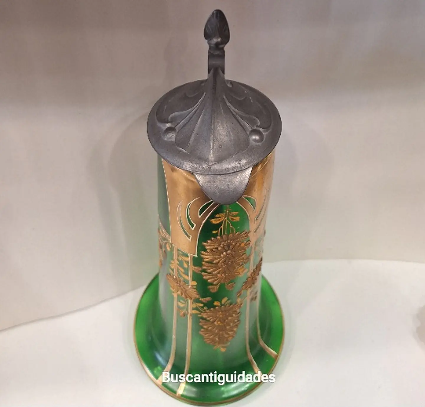 Jarra art nouveau para água em vidro soprado  3